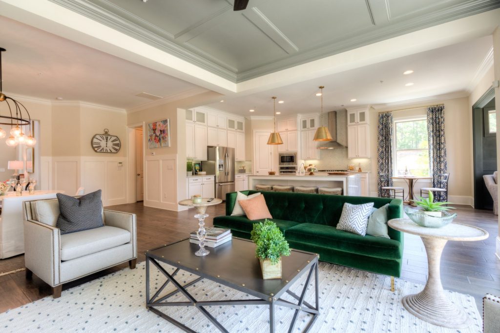 Townhome Living at Duke Reserve open concept living room and kitchen