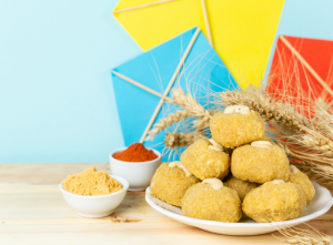 kites and treats at a makar sankranti celebration