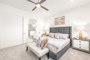 primary bedroom at Davidson Woods model home
