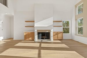 living area and fireplace of inventory home at The Glade