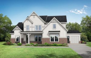exterior of the Tamarack plan available at homesite 1 at The Glade in Cumming