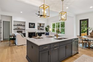 model home living room at White Post on Lake Lanier in Forsyth County